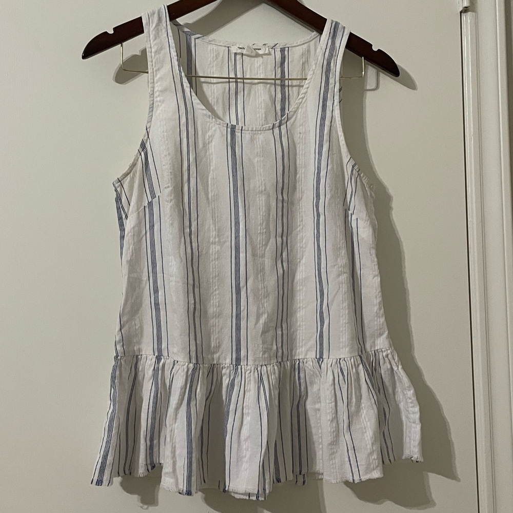 beachlunchlounge Blue and White Striped Tank Top Size S
